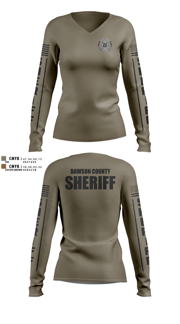 Womens Long Sleeve Vneck Shirt, Dawson County Sheriff’s Office, Police, Teamtime, Team time, sublimation, custom sports apparel, team uniforms, spirit wear, spiritwear, sports uniforms, custom shirts, team store, custom team store, fundraiser sports, apparel fundraiser