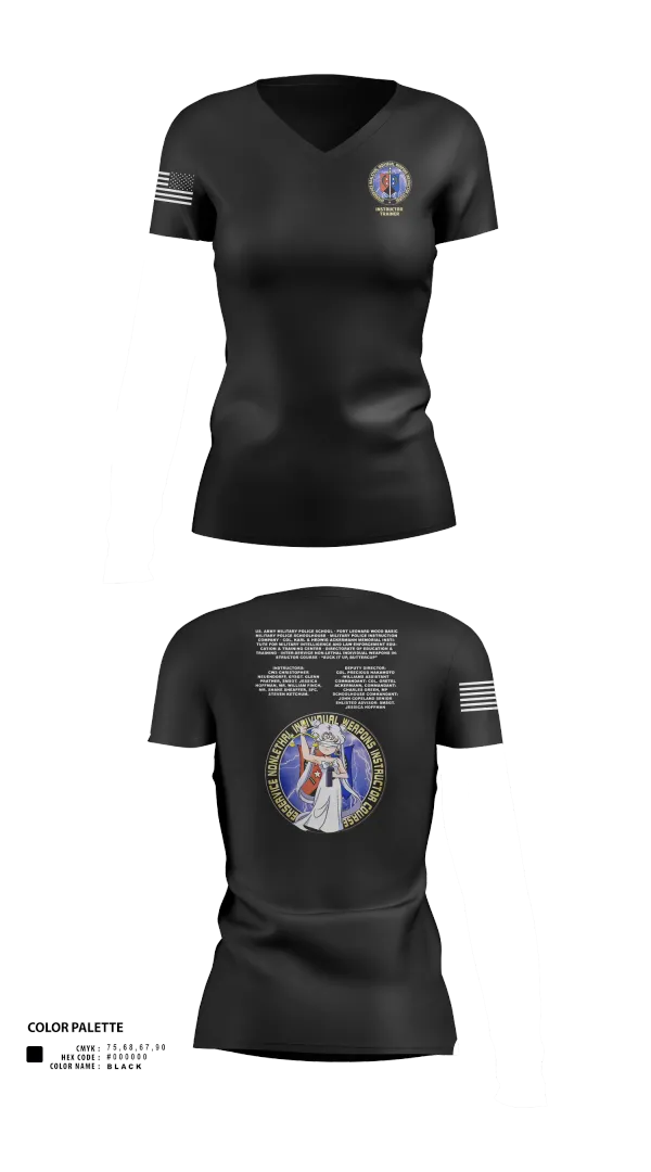 Womens Short Sleeve Vneck Shirt, Fort Leonard Wood Basic Military Police Schoolhouse Instructors & Faculty, , Teamtime, Team time, sublimation, custom sports apparel, team uniforms, spirit wear, spiritwear, sports uniforms, custom shirts, team store, custom team store, fundraiser sports, apparel fundraiser