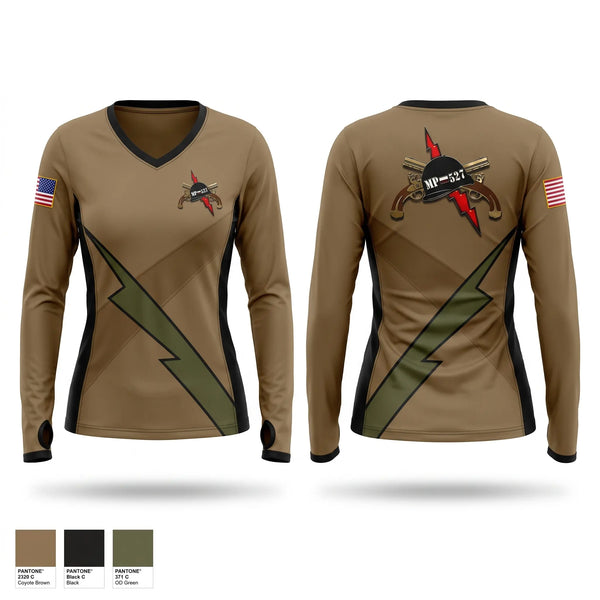 Womens Long Sleeve Vneck Shirt, 527 Military Police Company, Army, Teamtime, Team time, sublimation, custom sports apparel, team uniforms, spirit wear, spiritwear, sports uniforms, custom shirts, team store, custom team store, fundraiser sports, apparel fundraiser