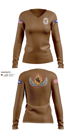 Womens Long Sleeve Vneck Shirt, Wyoming state helitack, Fire Department, Teamtime, Team time, sublimation, custom sports apparel, team uniforms, spirit wear, spiritwear, sports uniforms, custom shirts, team store, custom team store, fundraiser sports, apparel fundraiser