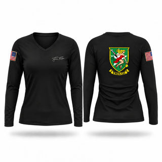 Womens Long Sleeve Vneck Shirt, Vmfa-121, Marines, Teamtime, Team time, sublimation, custom sports apparel, team uniforms, spirit wear, spiritwear, sports uniforms, custom shirts, team store, custom team store, fundraiser sports, apparel fundraiser