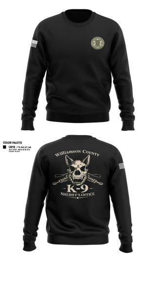 Crew Neck Sweatshirt, Williamson County K-9 Unit, Police, Teamtime, Team time, sublimation, custom sports apparel, team uniforms, spirit wear, spiritwear, sports uniforms, custom shirts, team store, custom team store, fundraiser sports, apparel fundraiser