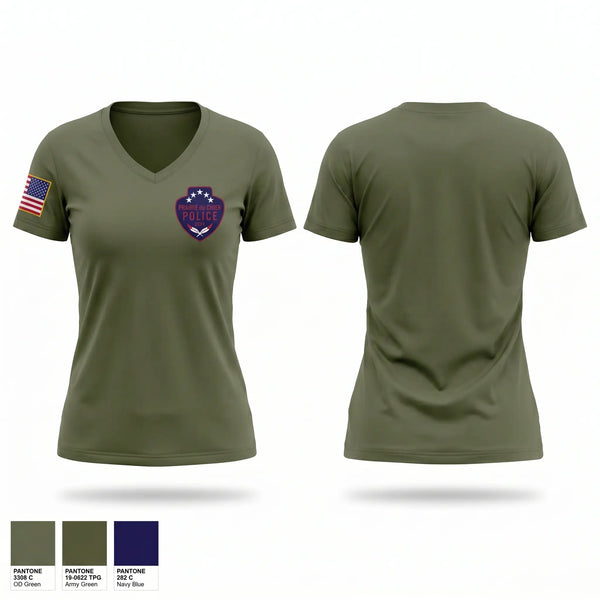 Womens Short Sleeve Vneck Shirt, Prairie du Chien Police Department, Police, Teamtime, Team time, sublimation, custom sports apparel, team uniforms, spirit wear, spiritwear, sports uniforms, custom shirts, team store, custom team store, fundraiser sports, apparel fundraiser