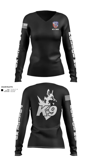 Womens Long Sleeve Vneck Shirt, Anniston Police Department K9 UnitAnniston Police Department K9 Unit, Police, Teamtime, Team time, sublimation, custom sports apparel, team uniforms, spirit wear, spiritwear, sports uniforms, custom shirts, team store, custom team store, fundraiser sports, apparel fundraiser