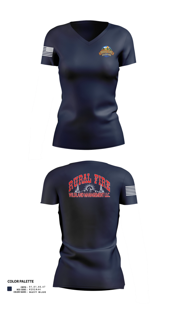 Womens Short Sleeve Vneck Shirt, Rural fire wildland management LLC, Fire Department, Teamtime, Team time, sublimation, custom sports apparel, team uniforms, spirit wear, spiritwear, sports uniforms, custom shirts, team store, custom team store, fundraiser sports, apparel fundraiser