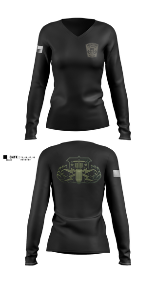 Womens Long Sleeve Vneck Shirt, Arlington County Bomb Squad, Fire Department, Teamtime, Team time, sublimation, custom sports apparel, team uniforms, spirit wear, spiritwear, sports uniforms, custom shirts, team store, custom team store, fundraiser sports, apparel fundraiser