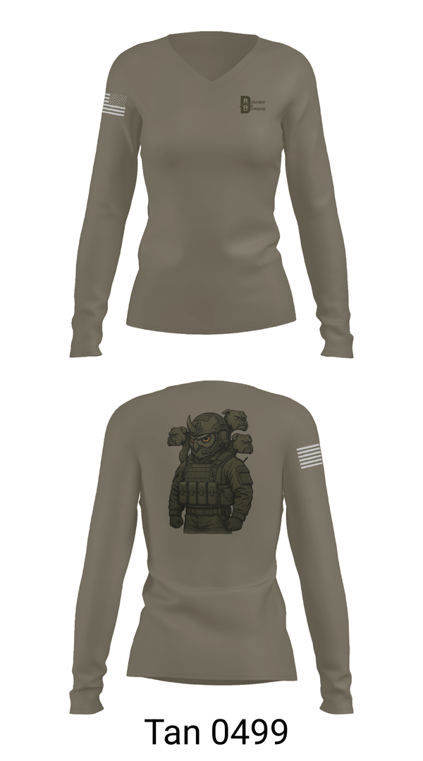 Womens Long Sleeve Vneck Shirt, Deployment & Distribution Flight, , Teamtime, Team time, sublimation, custom sports apparel, team uniforms, spirit wear, spiritwear, sports uniforms, custom shirts, team store, custom team store, fundraiser sports, apparel fundraiser