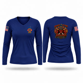 Womens Long Sleeve Vneck Shirt, Rescue 1, Fire Department, Teamtime, Team time, sublimation, custom sports apparel, team uniforms, spirit wear, spiritwear, sports uniforms, custom shirts, team store, custom team store, fundraiser sports, apparel fundraiser