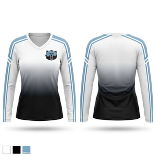 Womens Long Sleeve Vneck Shirt, Livingstone College Blue Bears, Track & Field, Teamtime, Team time, sublimation, custom sports apparel, team uniforms, spirit wear, spiritwear, sports uniforms, custom shirts, team store, custom team store, fundraiser sports, apparel fundraiser
