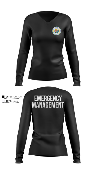 Womens Long Sleeve Vneck Shirt, CCRI Emergency Management / Emergency Operations Center, Fire Department, Teamtime, Team time, sublimation, custom sports apparel, team uniforms, spirit wear, spiritwear, sports uniforms, custom shirts, team store, custom team store, fundraiser sports, apparel fundraiser