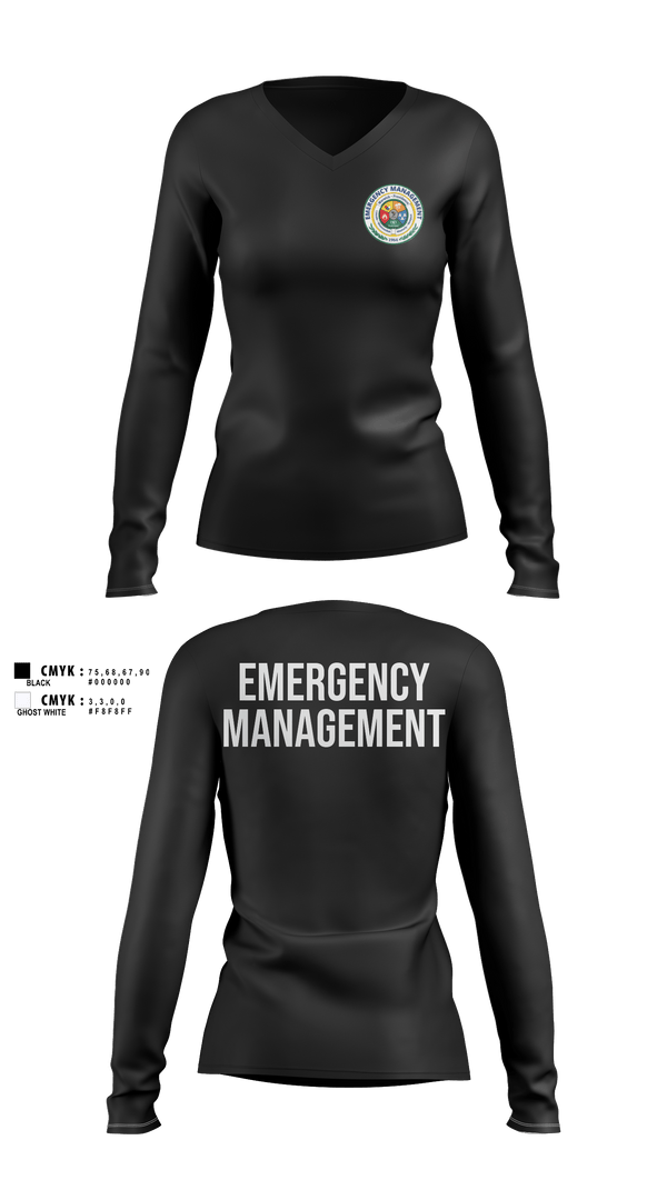 Womens Long Sleeve Vneck Shirt, CCRI Emergency Management / Emergency Operations Center, Fire Department, Teamtime, Team time, sublimation, custom sports apparel, team uniforms, spirit wear, spiritwear, sports uniforms, custom shirts, team store, custom team store, fundraiser sports, apparel fundraiser