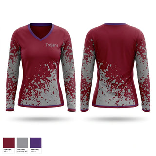 Womens Long Sleeve Vneck Shirt, Trojans, Softball, Teamtime, Team time, sublimation, custom sports apparel, team uniforms, spirit wear, spiritwear, sports uniforms, custom shirts, team store, custom team store, fundraiser sports, apparel fundraiser