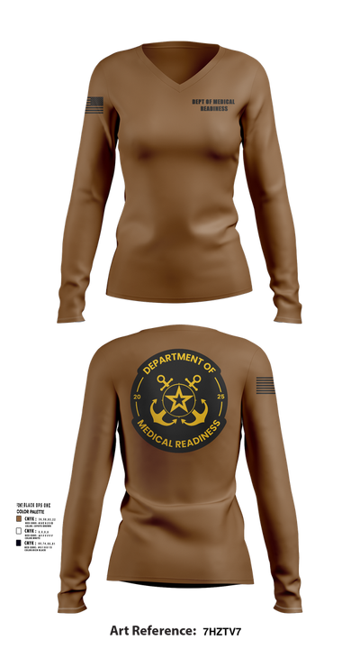 DEPT OF MEDICAL READINESS 60884043 Women's Long Sleeve V-neck Shirt - 12