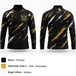 Quarter Zip Jacket, Force Cheer, Spirit Store, Teamtime, Team time, sublimation, custom sports apparel, team uniforms, spirit wear, spiritwear, sports uniforms, custom shirts, team store, custom team store, fundraiser sports, apparel fundraiser