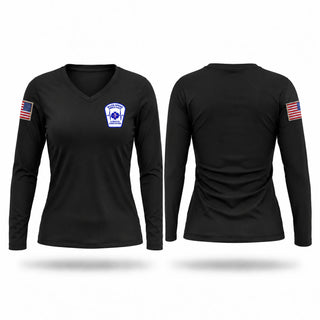 Womens Long Sleeve Vneck Shirt, Silver Spring, EMS/EMT, Teamtime, Team time, sublimation, custom sports apparel, team uniforms, spirit wear, spiritwear, sports uniforms, custom shirts, team store, custom team store, fundraiser sports, apparel fundraiser