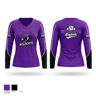 Womens Long Sleeve Vneck Shirt, Keystone Wildcats, Softball, Teamtime, Team time, sublimation, custom sports apparel, team uniforms, spirit wear, spiritwear, sports uniforms, custom shirts, team store, custom team store, fundraiser sports, apparel fundraiser