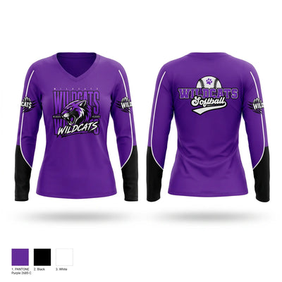 Keystone Wildcats Women's Long Sleeve V-neck Shirt - 1