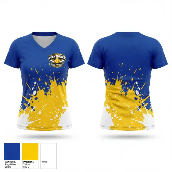 Womens Short Sleeve Vneck Shirt, Maxwell Panthers, Softball, Teamtime, Team time, sublimation, custom sports apparel, team uniforms, spirit wear, spiritwear, sports uniforms, custom shirts, team store, custom team store, fundraiser sports, apparel fundraiser