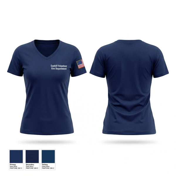 Womens Short Sleeve Vneck Shirt, Sawkill Volunteer Fire Department, Fire Department, Teamtime, Team time, sublimation, custom sports apparel, team uniforms, spirit wear, spiritwear, sports uniforms, custom shirts, team store, custom team store, fundraiser sports, apparel fundraiser