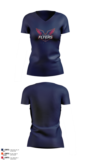 Womens Short Sleeve Vneck Shirt, Heartland Flyers, Track & Field, Teamtime, Team time, sublimation, custom sports apparel, team uniforms, spirit wear, spiritwear, sports uniforms, custom shirts, team store, custom team store, fundraiser sports, apparel fundraiser