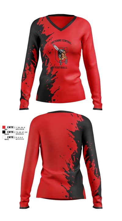 Cheyenne Central Women's Long Sleeve V-neck Shirt - 3