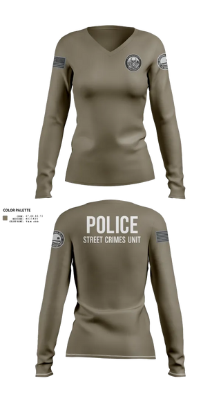Womens Long Sleeve Vneck Shirt, STREET CRIMES, , Teamtime, Team time, sublimation, custom sports apparel, team uniforms, spirit wear, spiritwear, sports uniforms, custom shirts, team store, custom team store, fundraiser sports, apparel fundraiser