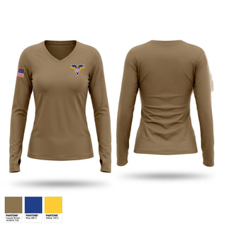 Womens Long Sleeve Vneck Shirt, USS CARL VINSON SECURITY, Navy, Teamtime, Team time, sublimation, custom sports apparel, team uniforms, spirit wear, spiritwear, sports uniforms, custom shirts, team store, custom team store, fundraiser sports, apparel fundraiser
