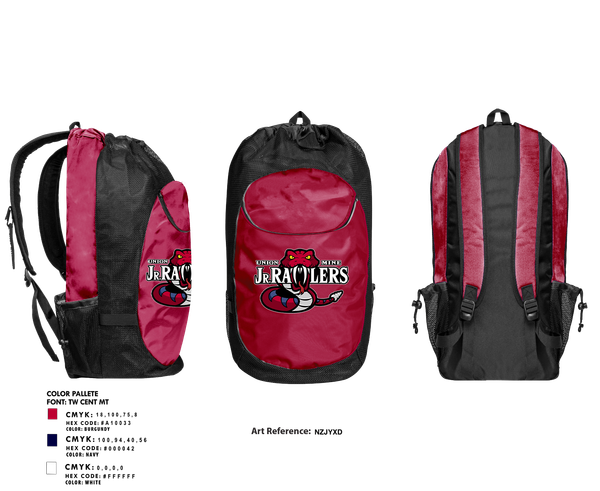 Gear Bag, Union Mine Jr. Rattlers Football And Cheer, , Teamtime, Team time, sublimation, custom sports apparel, team uniforms, spirit wear, spiritwear, sports uniforms, custom shirts, team store, custom team store, fundraiser sports, apparel fundraiser