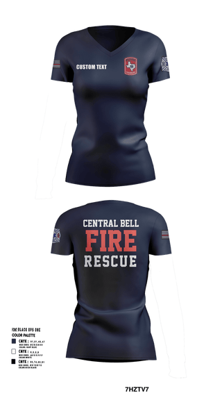 Womens Short Sleeve Vneck Shirt, Central Bell County Fire Rescue, Fire Department, Teamtime, Team time, sublimation, custom sports apparel, team uniforms, spirit wear, spiritwear, sports uniforms, custom shirts, team store, custom team store, fundraiser sports, apparel fundraiser