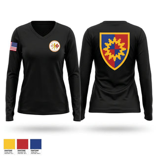 Womens Long Sleeve Vneck Shirt, 149th Signal Company, National Guard, Teamtime, Team time, sublimation, custom sports apparel, team uniforms, spirit wear, spiritwear, sports uniforms, custom shirts, team store, custom team store, fundraiser sports, apparel fundraiser