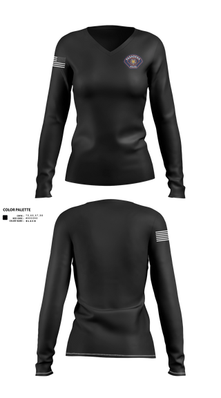 Womens Long Sleeve Vneck Shirt, Pasadena Police Department Honor Guard, Police, Teamtime, Team time, sublimation, custom sports apparel, team uniforms, spirit wear, spiritwear, sports uniforms, custom shirts, team store, custom team store, fundraiser sports, apparel fundraiser