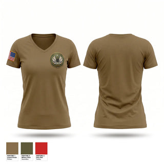 Womens Short Sleeve Vneck Shirt, 110 SFS, National Guard, Teamtime, Team time, sublimation, custom sports apparel, team uniforms, spirit wear, spiritwear, sports uniforms, custom shirts, team store, custom team store, fundraiser sports, apparel fundraiser