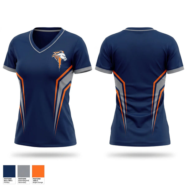 Womens Short Sleeve Vneck Shirt, Illini West Chargers, Spirit Store, Teamtime, Team time, sublimation, custom sports apparel, team uniforms, spirit wear, spiritwear, sports uniforms, custom shirts, team store, custom team store, fundraiser sports, apparel fundraiser