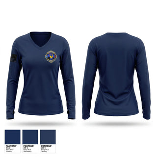 Womens Long Sleeve Vneck Shirt, Elverado Fire Protection District, Fire Department, Teamtime, Team time, sublimation, custom sports apparel, team uniforms, spirit wear, spiritwear, sports uniforms, custom shirts, team store, custom team store, fundraiser sports, apparel fundraiser