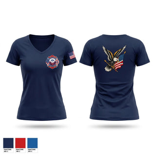 Womens Short Sleeve Vneck Shirt, Miami Twp Fire Rescue, Fire Department, Teamtime, Team time, sublimation, custom sports apparel, team uniforms, spirit wear, spiritwear, sports uniforms, custom shirts, team store, custom team store, fundraiser sports, apparel fundraiser