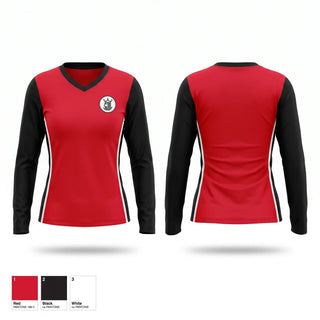 Womens Long Sleeve Vneck Shirt, Oxford Blackhawks, Men's Soccer, Teamtime, Team time, sublimation, custom sports apparel, team uniforms, spirit wear, spiritwear, sports uniforms, custom shirts, team store, custom team store, fundraiser sports, apparel fundraiser
