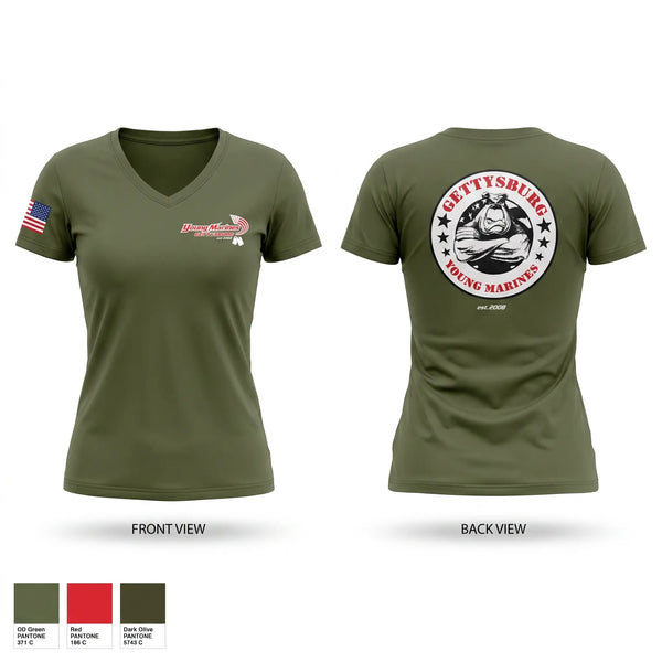 Womens Short Sleeve Vneck Shirt, Gettysburg Young Marines, Marines, Teamtime, Team time, sublimation, custom sports apparel, team uniforms, spirit wear, spiritwear, sports uniforms, custom shirts, team store, custom team store, fundraiser sports, apparel fundraiser