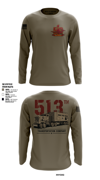 Long Sleeve Performance Shirt, 513th Transportation Company, Army, Teamtime, Team time, sublimation, custom sports apparel, team uniforms, spirit wear, spiritwear, sports uniforms, custom shirts, team store, custom team store, fundraiser sports, apparel fundraiser