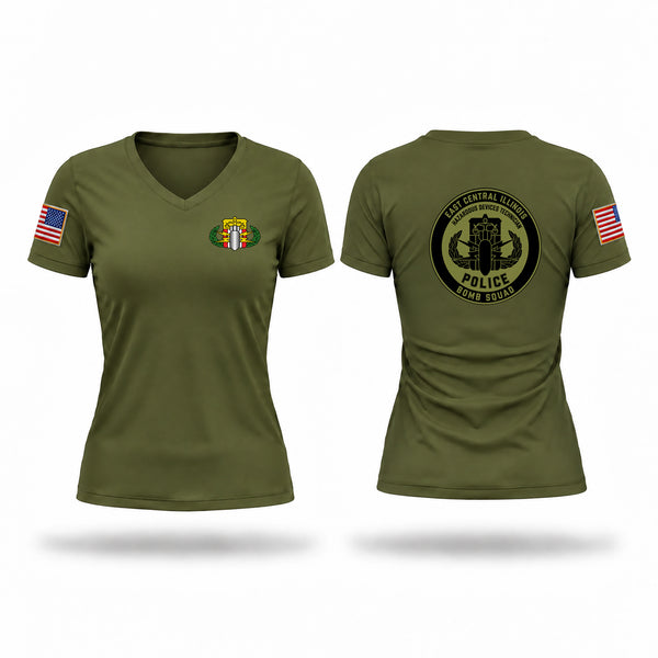 Womens Short Sleeve Vneck Shirt, East Central Illinois Bomb Squad, Police, Teamtime, Team time, sublimation, custom sports apparel, team uniforms, spirit wear, spiritwear, sports uniforms, custom shirts, team store, custom team store, fundraiser sports, apparel fundraiser