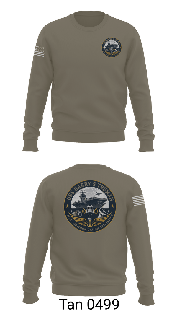 Crew Neck Sweatshirt, CVN75 Media, Navy, Teamtime, Team time, sublimation, custom sports apparel, team uniforms, spirit wear, spiritwear, sports uniforms, custom shirts, team store, custom team store, fundraiser sports, apparel fundraiser