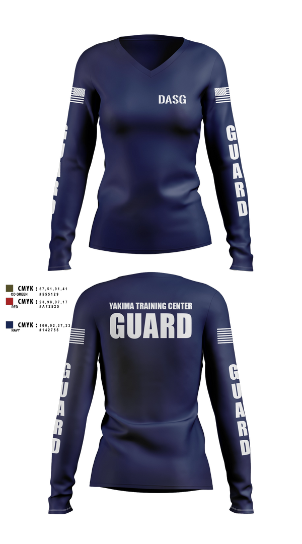 Womens Long Sleeve Vneck Shirt, Yakima Training Center Police Department, Police, Teamtime, Team time, sublimation, custom sports apparel, team uniforms, spirit wear, spiritwear, sports uniforms, custom shirts, team store, custom team store, fundraiser sports, apparel fundraiser