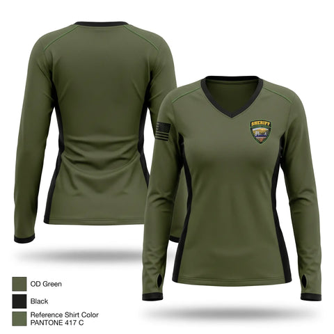Womens Long Sleeve Vneck Shirt, Cleburne County Sheriff's Office, Police, Teamtime, Team time, sublimation, custom sports apparel, team uniforms, spirit wear, spiritwear, sports uniforms, custom shirts, team store, custom team store, fundraiser sports, apparel fundraiser