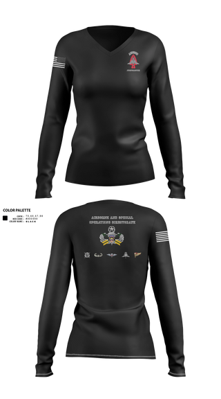 Womens Long Sleeve Vneck Shirt, ABNSOD, Army, Teamtime, Team time, sublimation, custom sports apparel, team uniforms, spirit wear, spiritwear, sports uniforms, custom shirts, team store, custom team store, fundraiser sports, apparel fundraiser