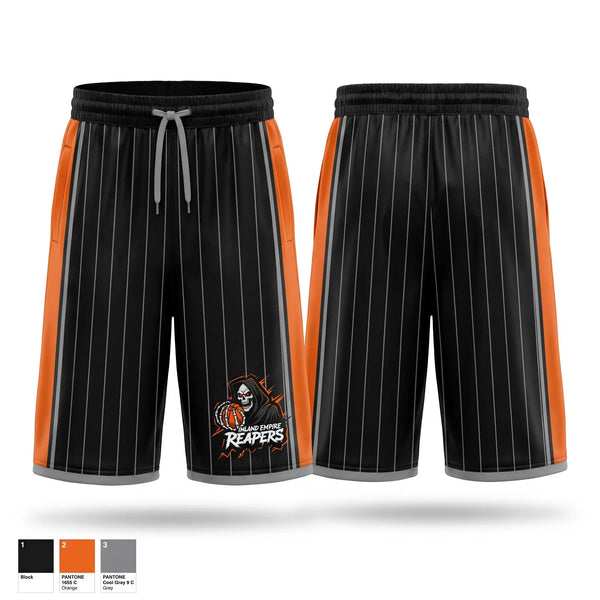 Mens Reversible Basketball Shorts, IE Reapers, Men's Basketball, Teamtime, Team time, sublimation, custom sports apparel, team uniforms, spirit wear, spiritwear, sports uniforms, custom shirts, team store, custom team store, fundraiser sports, apparel fundraiser