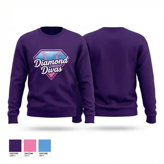Crew Neck Sweatshirt, Diamond Divas, Softball, Teamtime, Team time, sublimation, custom sports apparel, team uniforms, spirit wear, spiritwear, sports uniforms, custom shirts, team store, custom team store, fundraiser sports, apparel fundraiser