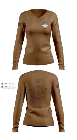 Womens Long Sleeve Vneck Shirt, 926 EN BDE, Army, Teamtime, Team time, sublimation, custom sports apparel, team uniforms, spirit wear, spiritwear, sports uniforms, custom shirts, team store, custom team store, fundraiser sports, apparel fundraiser