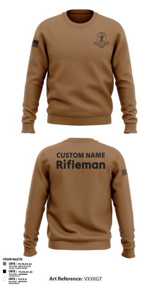 Crew Neck Sweatshirt, Pershing Rifles, Army, Teamtime, Team time, sublimation, custom sports apparel, team uniforms, spirit wear, spiritwear, sports uniforms, custom shirts, team store, custom team store, fundraiser sports, apparel fundraiser