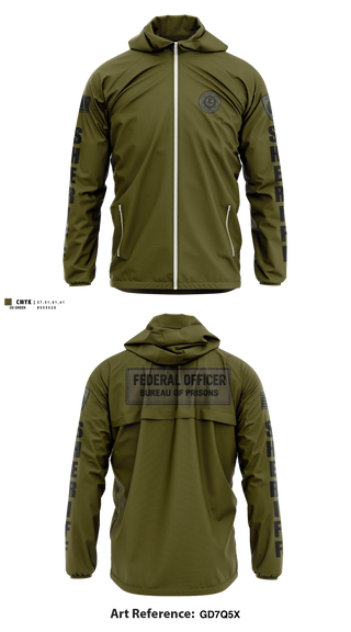 Windbreaker, Federal bureau of prions, Police, Teamtime, Team time, sublimation, custom sports apparel, team uniforms, spirit wear, spiritwear, sports uniforms, custom shirts, team store, custom team store, fundraiser sports, apparel fundraiser