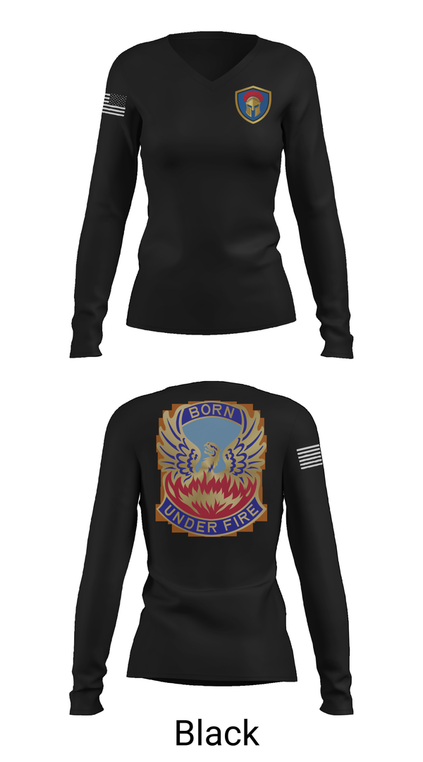 Womens Long Sleeve Vneck Shirt, HHC/128th Aviation Brigade, , Teamtime, Team time, sublimation, custom sports apparel, team uniforms, spirit wear, spiritwear, sports uniforms, custom shirts, team store, custom team store, fundraiser sports, apparel fundraiser