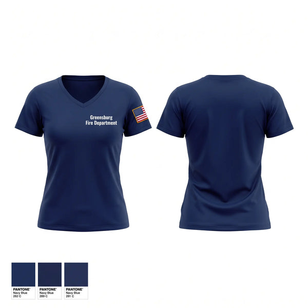 Greensburg Fire Department Women's Short Sleeve V-neck Shirt - 1